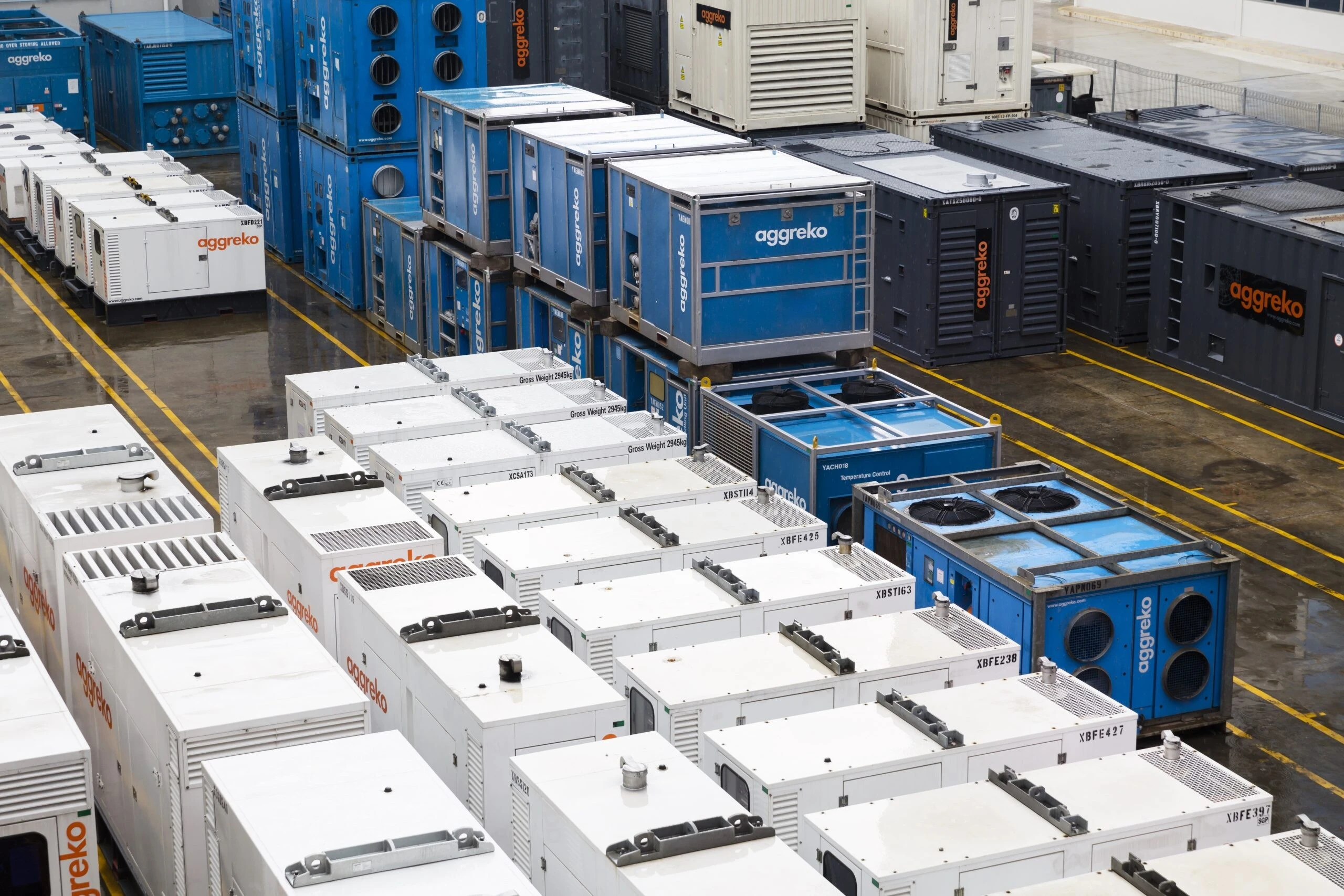 Shipping crates sitting in a Singapore depot